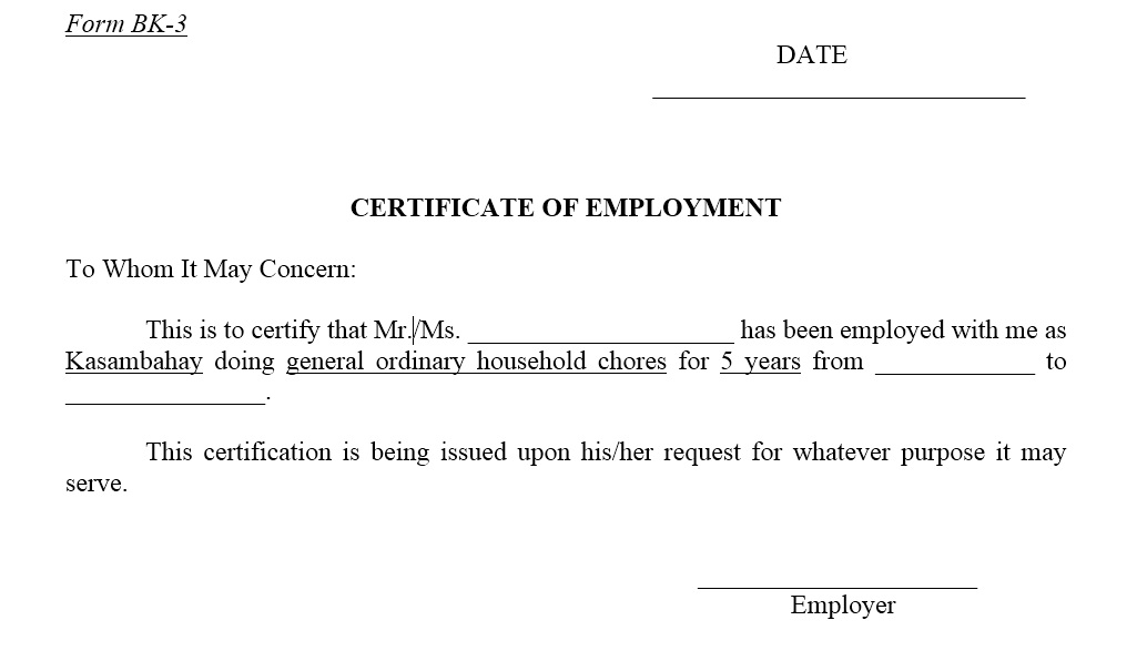 22 Free Sample Employment Certificate Templates - Printable Samples