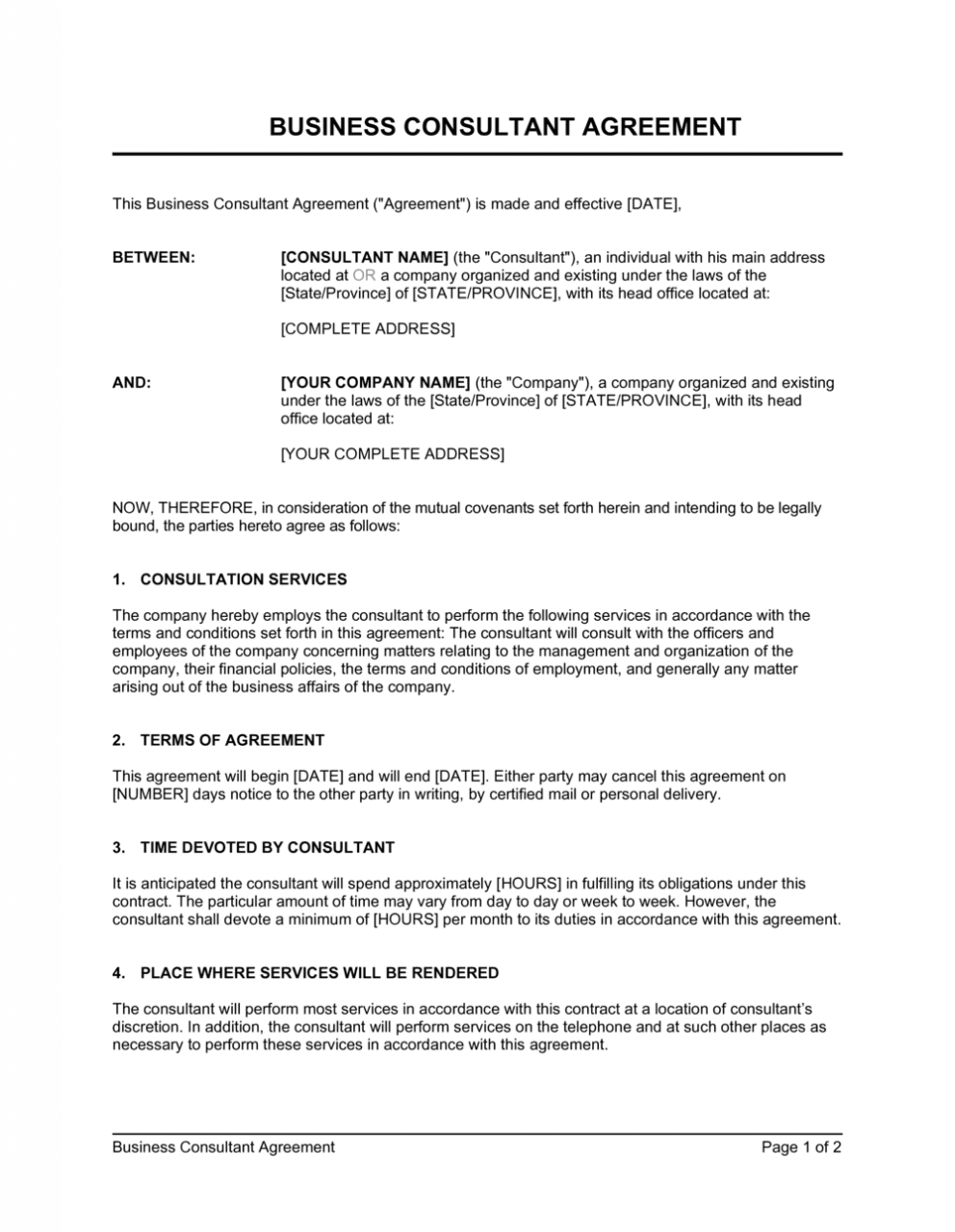 Consulting Contract Template | by Business-in-a-Box™