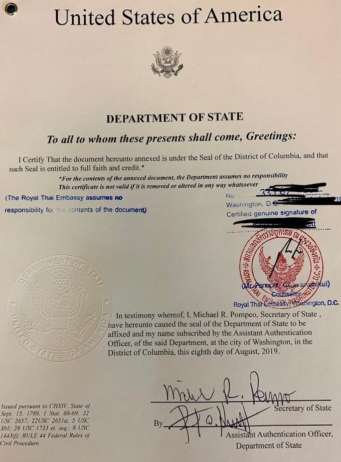 Embassy legalization for Thailand in Washington DC area — DC Mobile Notary